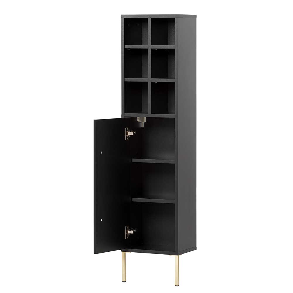 31x131x22 Badschrank in Schwarz & Gold - Vulcanisa