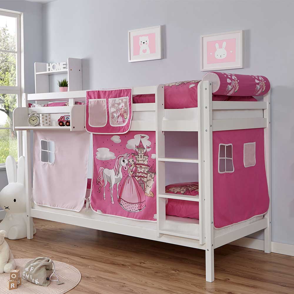 Weißes Stockbett für Mädchenzimmer Prinzessin - Addu