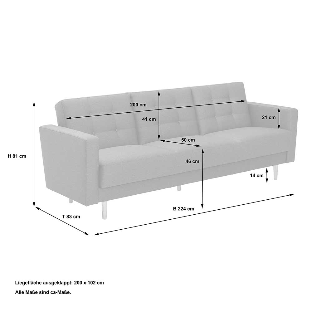 Federkern Schlafcouch mit drei Sitzplätzen - Durai