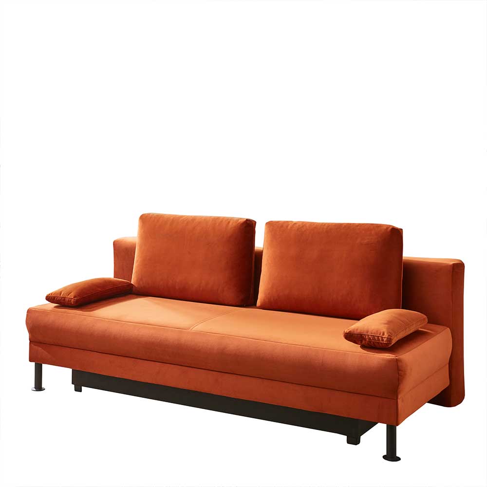 Federkern Klappsofa in Kupfer Velours - Sharkas