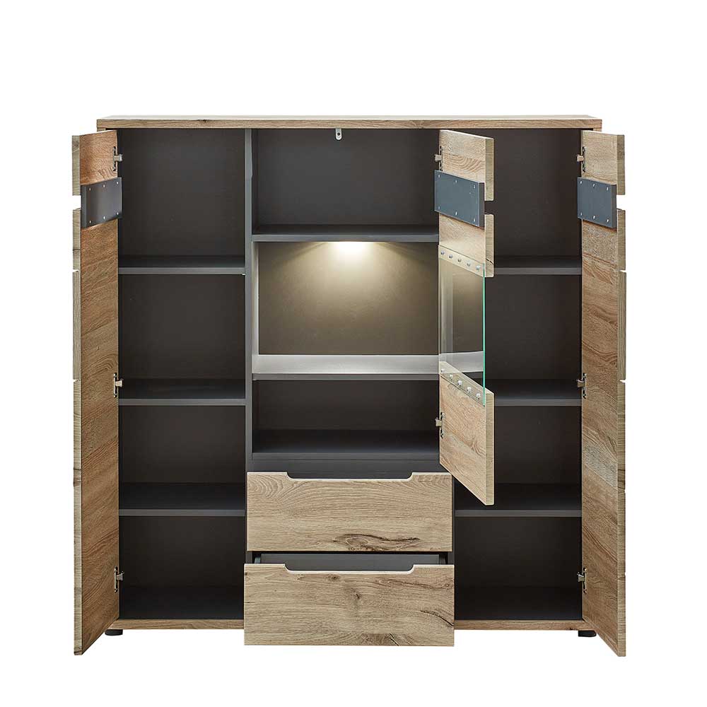 Highboard mit 3 Türen & 2 Schubladen - Zelio