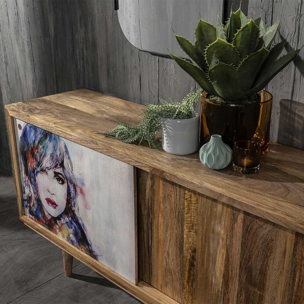 Schiebetüren Sideboard mit Motiv Frau mehrfarbig - Mengiz