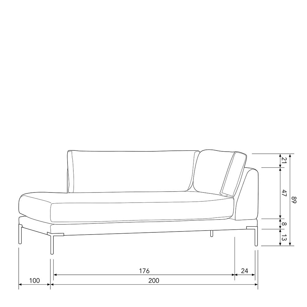 Couchmodul Lounge rechts in Hellgrau - Horedion