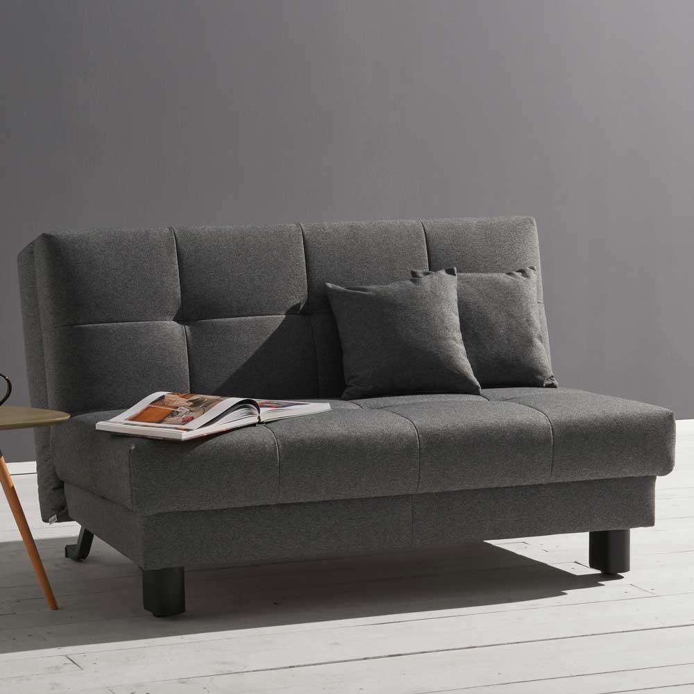 Velours Bettcouch in Grau - Daylight