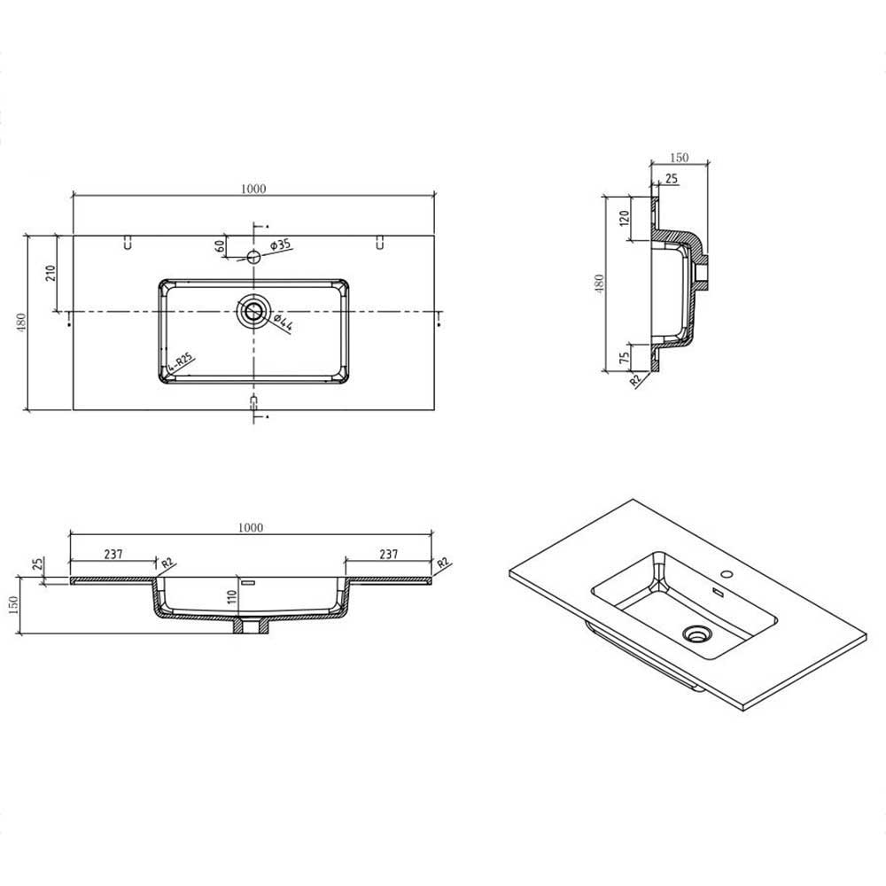 Set Waschplatz in Grau & Weiß - Lausanna I (zweiteilig)