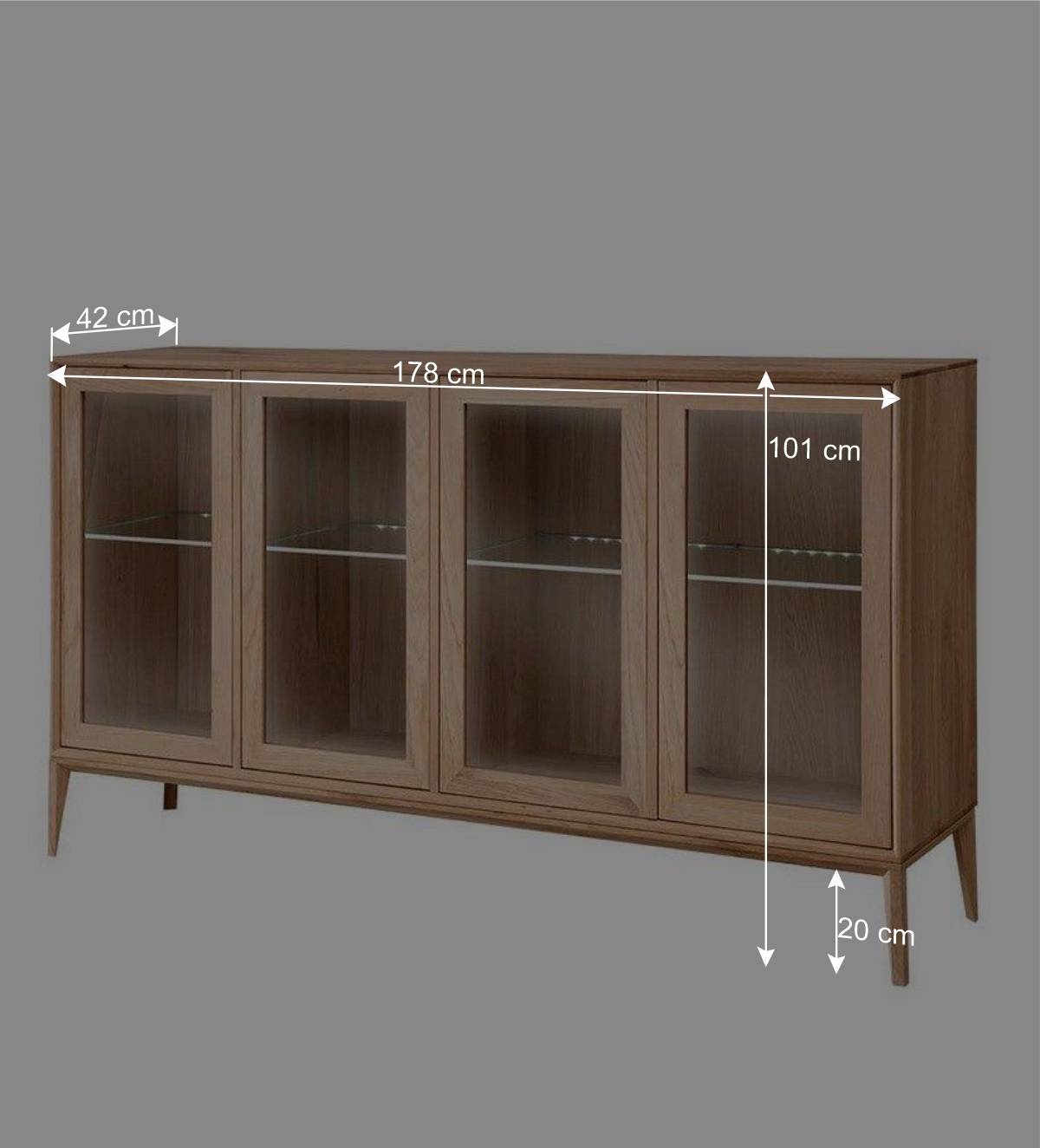 178x82x42 Sideboard mit Glastüren & LED Licht - Lamia