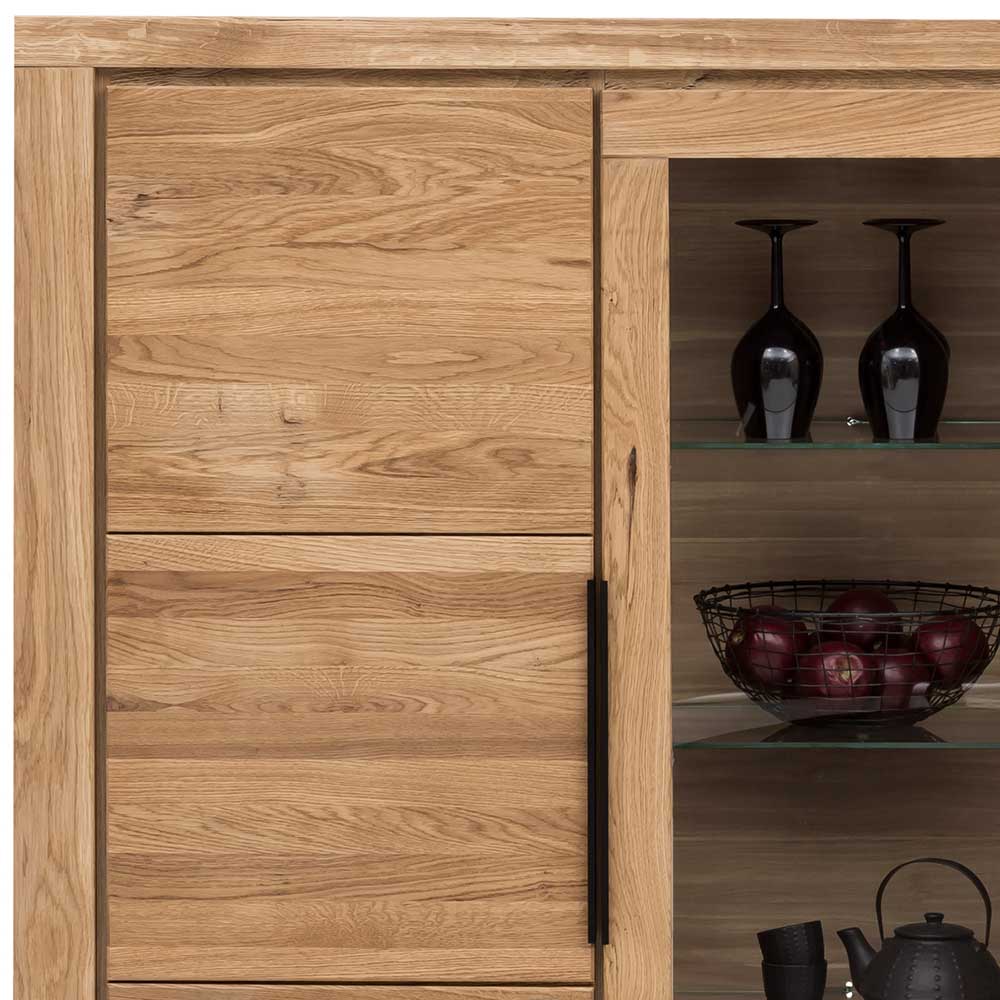 160x141x40 Wohnzimmerschrank mit Glaseinsatz - Nelenia