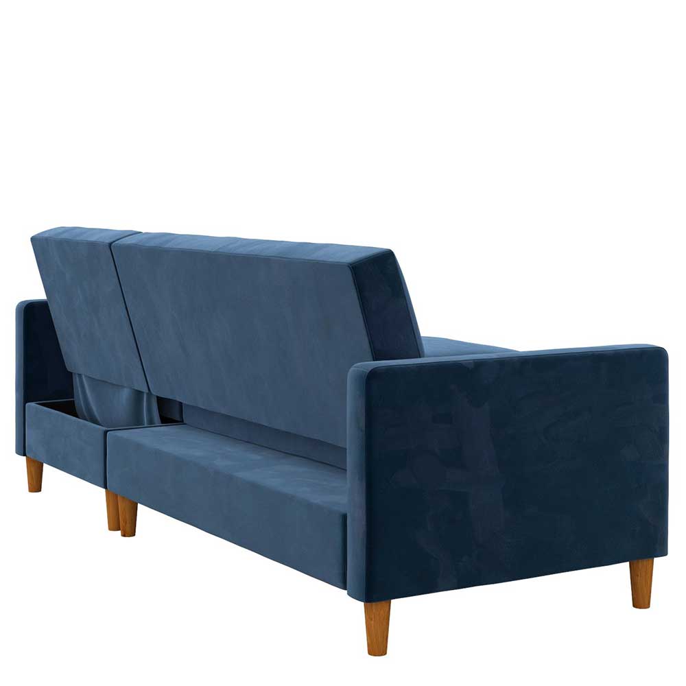 L-Schlafsofa in Blau Samt - Astomon