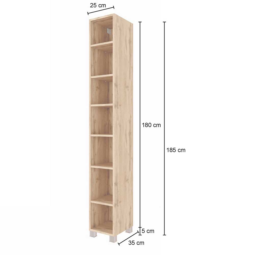 7 Fächer Badzimmer Regal in Holz Optik - Lemnas