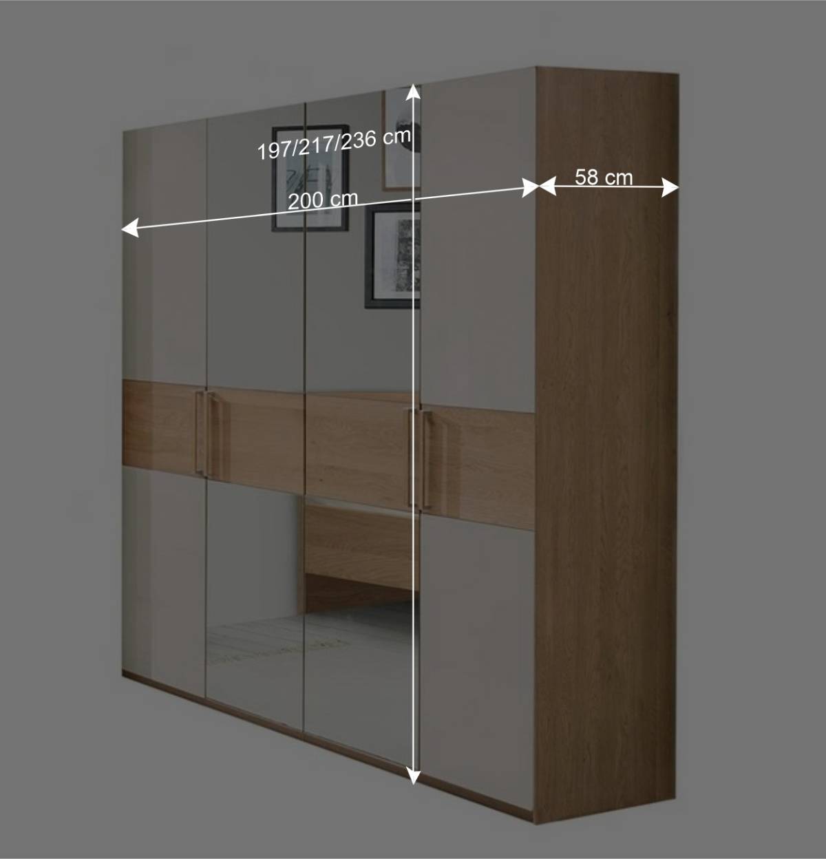 2 Meter Kleiderschrank mit vier Türen - Emdsiva II