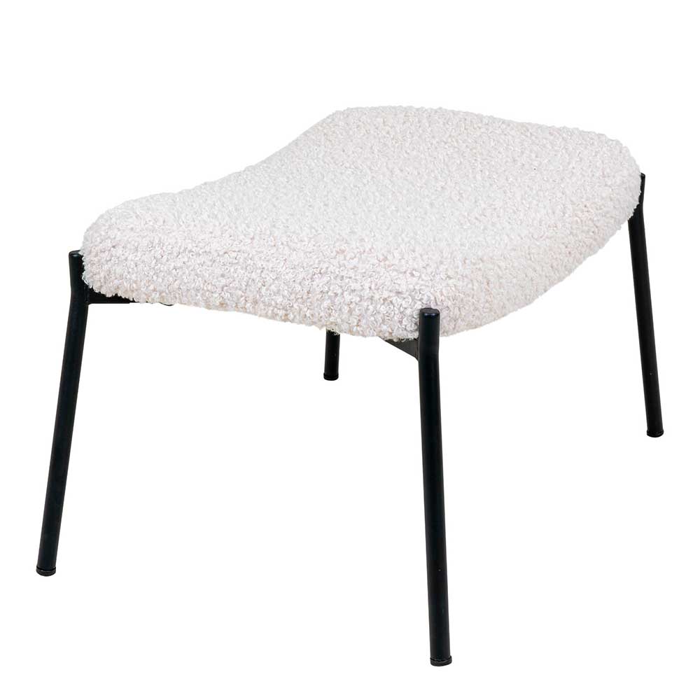 61x41x36 Hocker mit Plüsch Sitz in Weiß - Elefonas