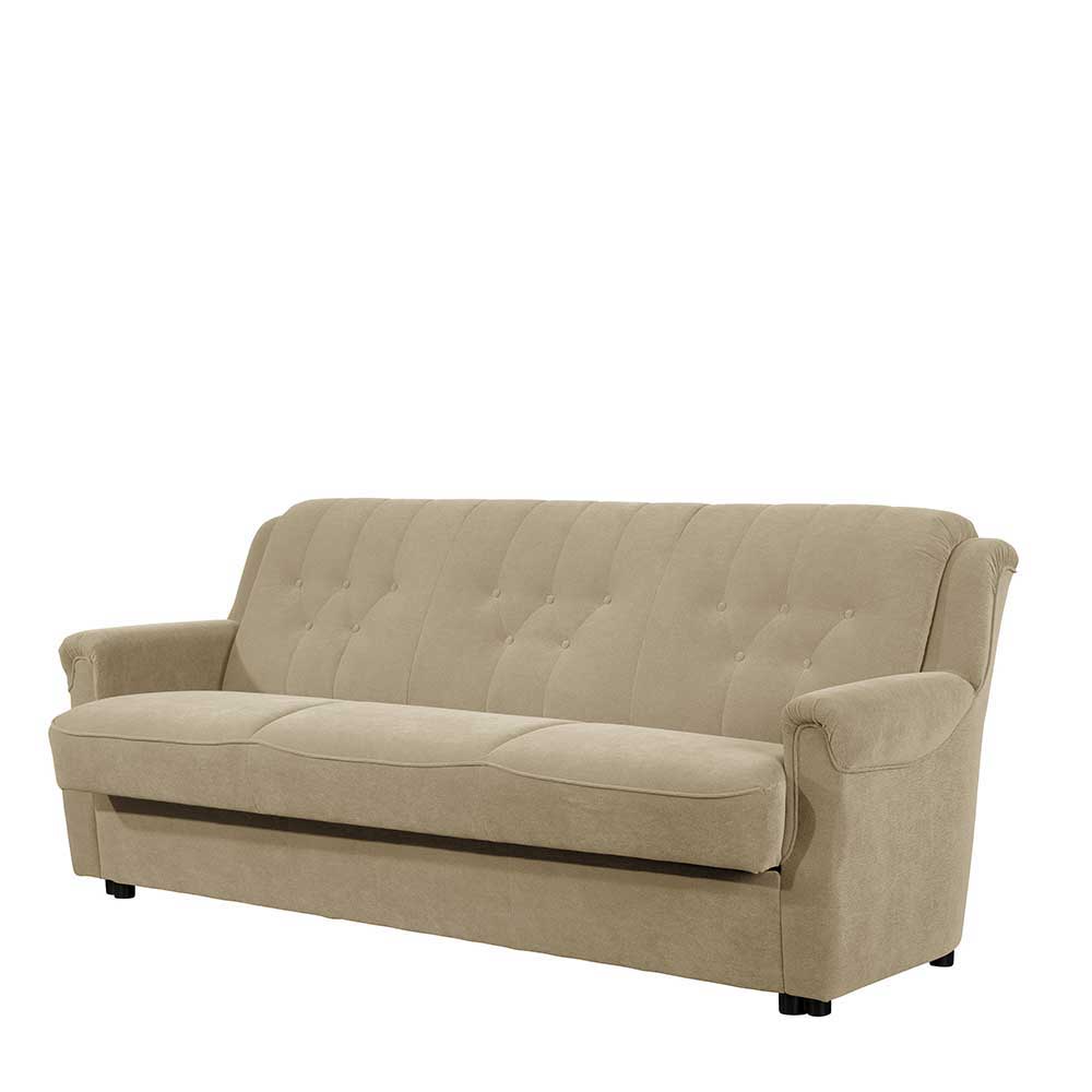 Klappcouch aus Flockstoff in Beige - Mabu