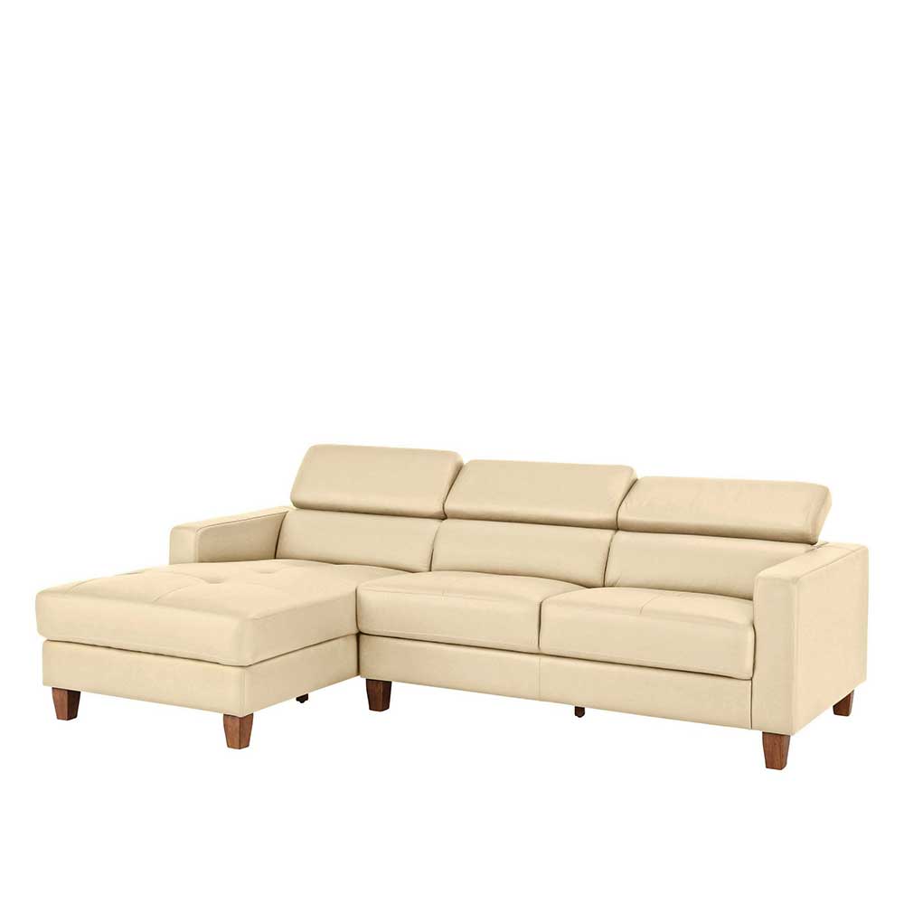 Elegante Leder Eckcouch in Creme - Seyera