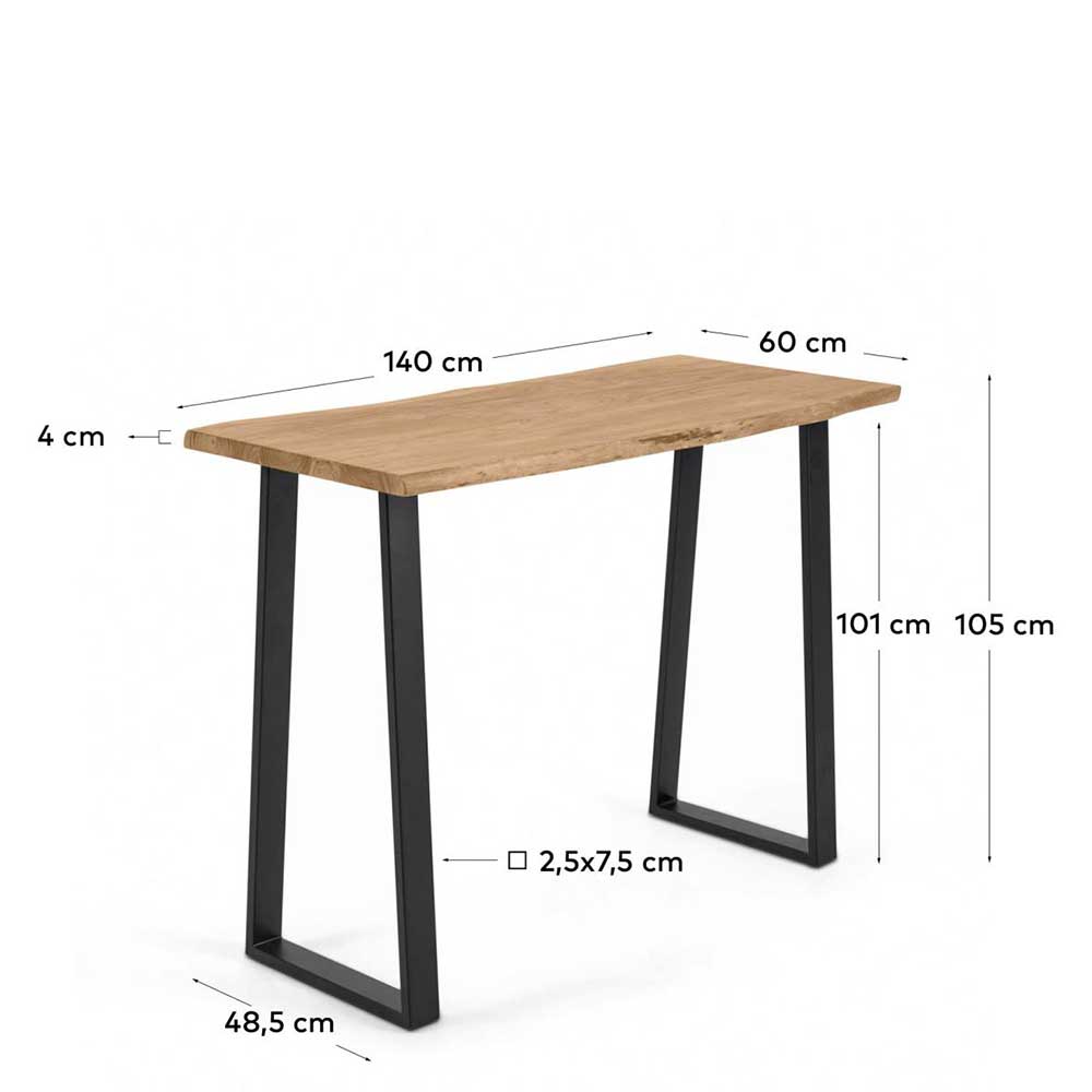 140x105x60 Bartisch aus Akazie mit Baumkante - Straits