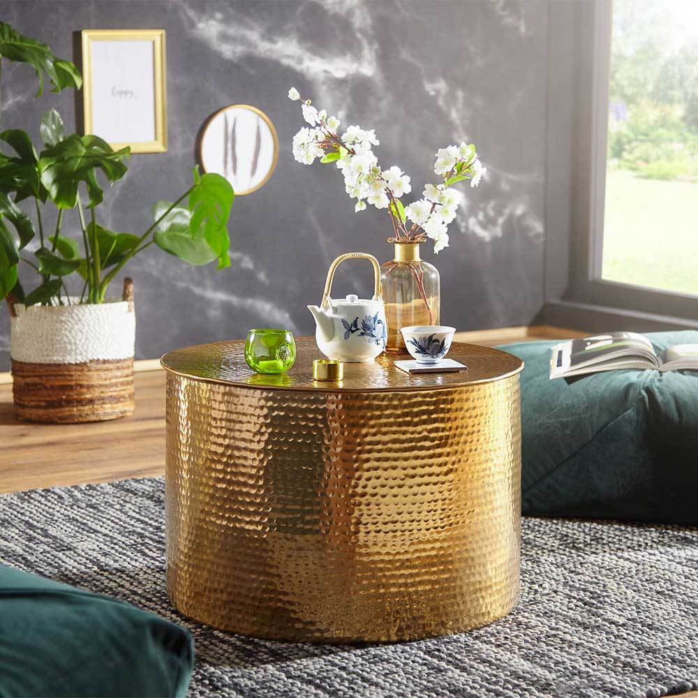 61x41x61 Wohnzimmer-Tisch aus Alu in Gold - Rading