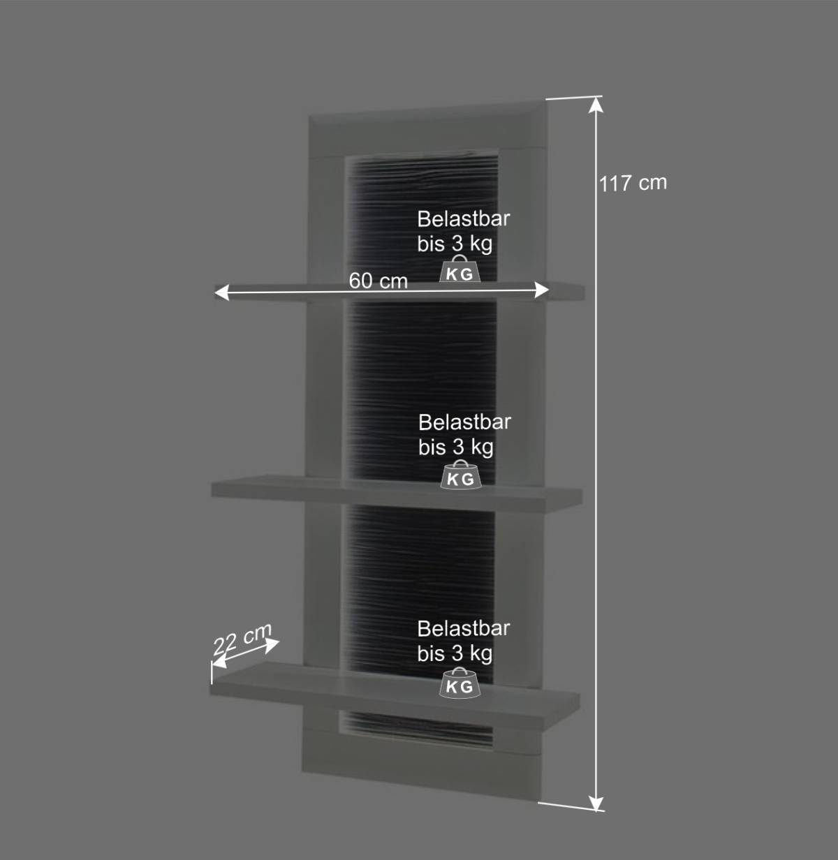 Design Hängeregal in Weiß & Anthrazit - Hazime