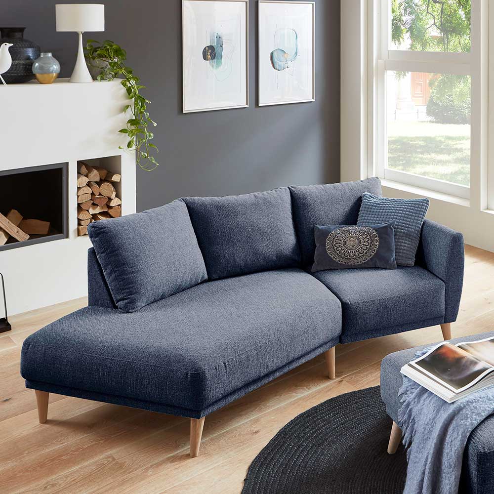 Design Sofa aus Strukturstoff in Dunkelgrau - Lionica