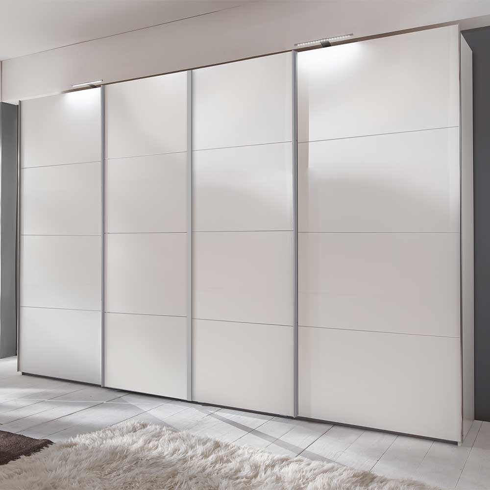 Weißer Schwebetürenschrank 313 cm breit - Luzia