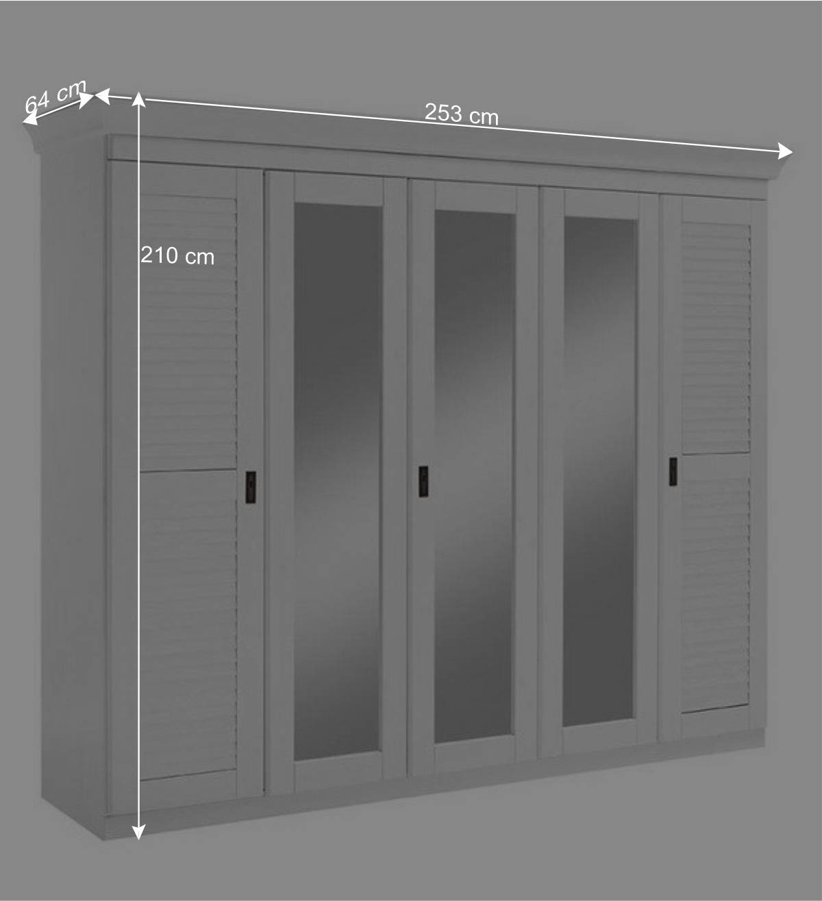 Kleiderschrank mit Spiegel- und Lamellentüren - Mira