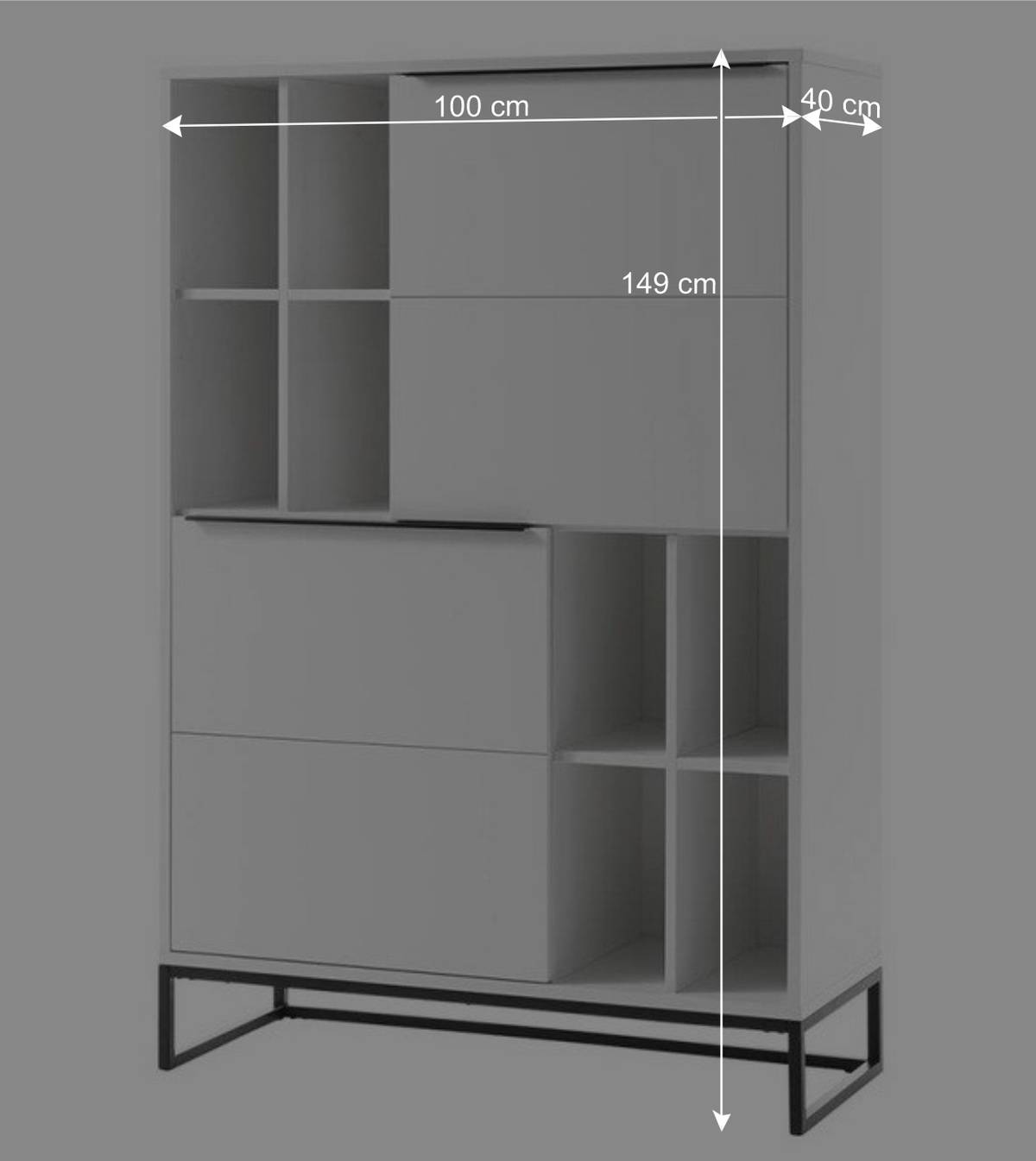 Weißes Highboard mit 8 Fächern & 2 Türen - Enkraja