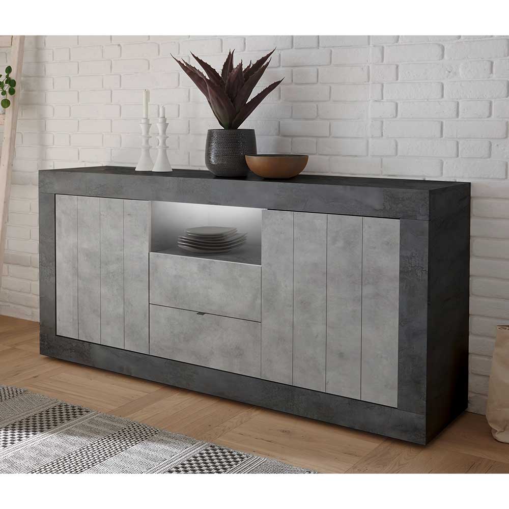 Modernes Sockel Sideboard in Beton Grau - Calla