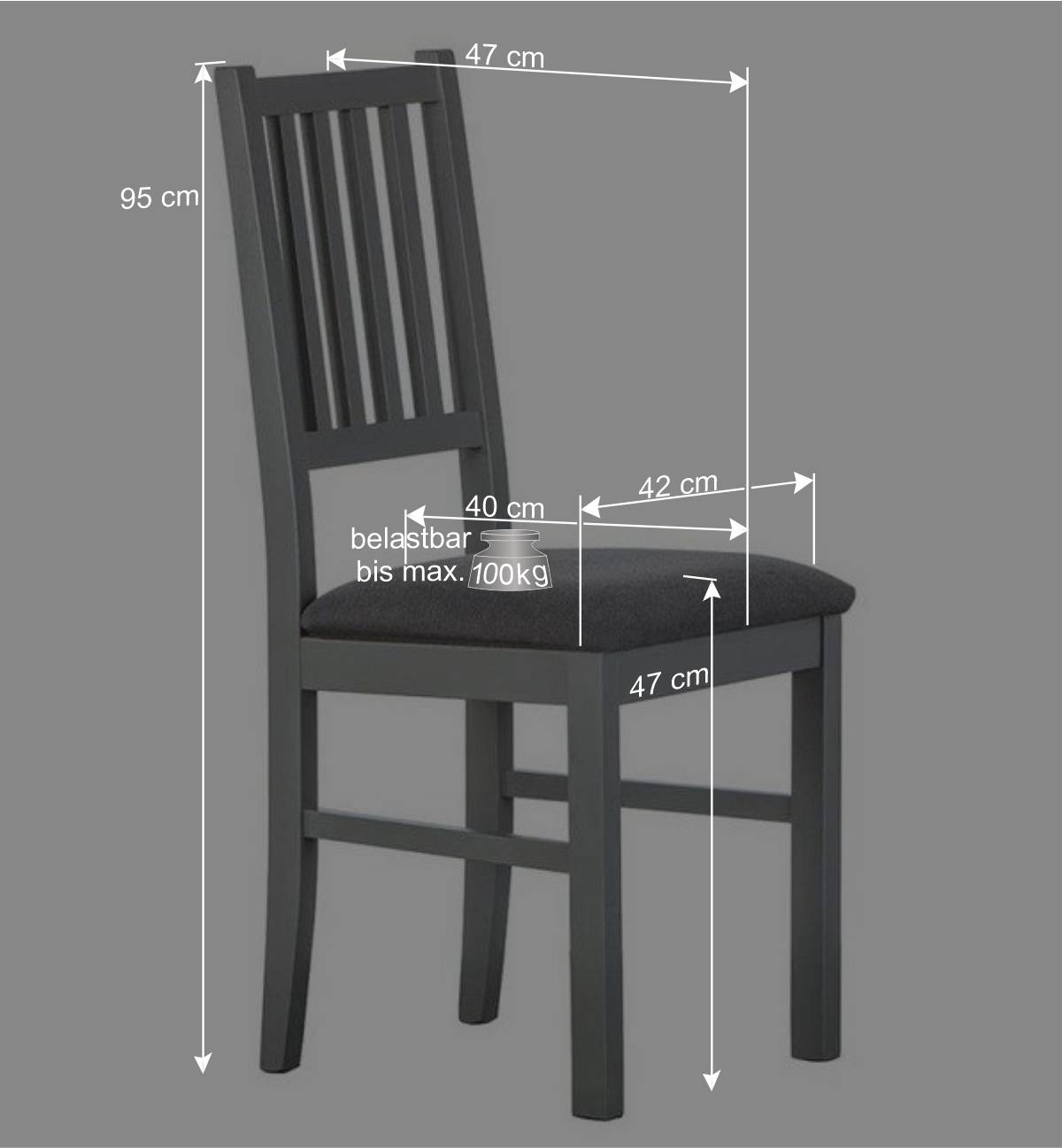 Graue Holzstühle mit Polstersitz - Nepplan (2er Set)