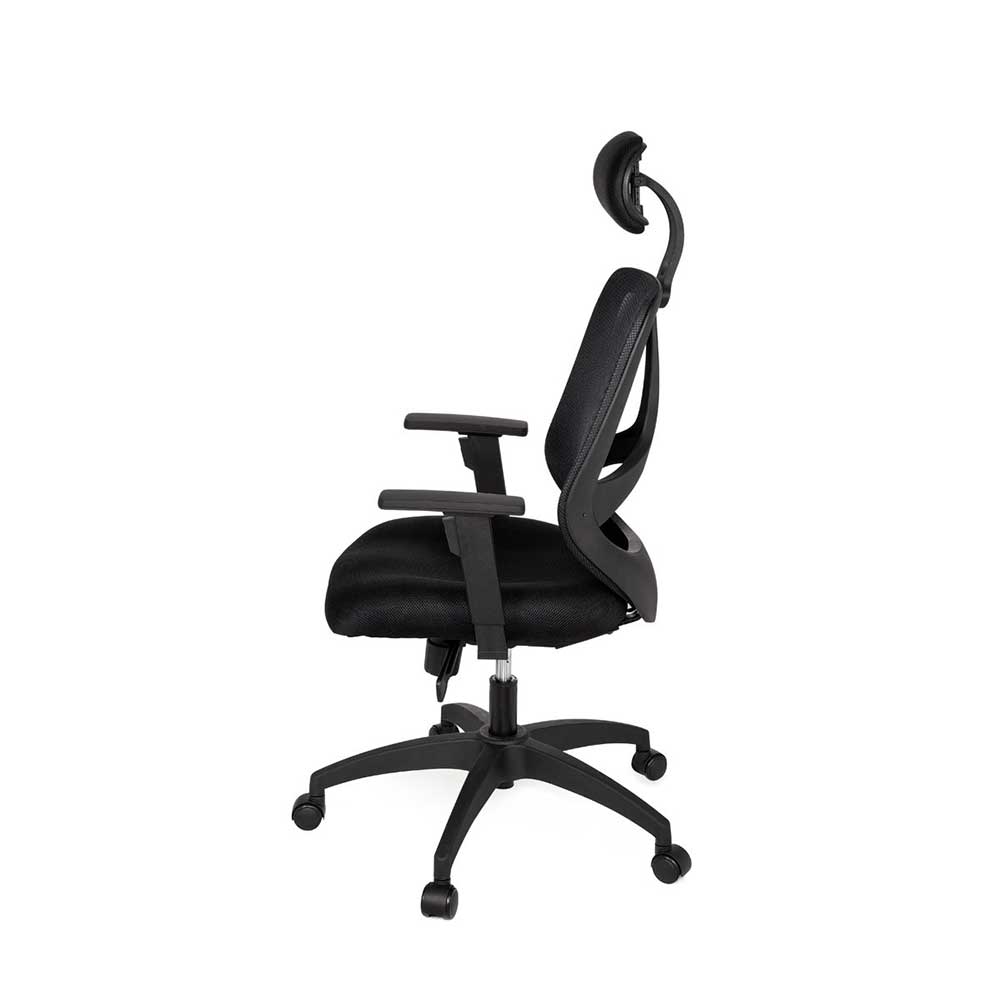 Ergonomischer Bürostuhl mit Kopfstütze in Schwarz - Mint