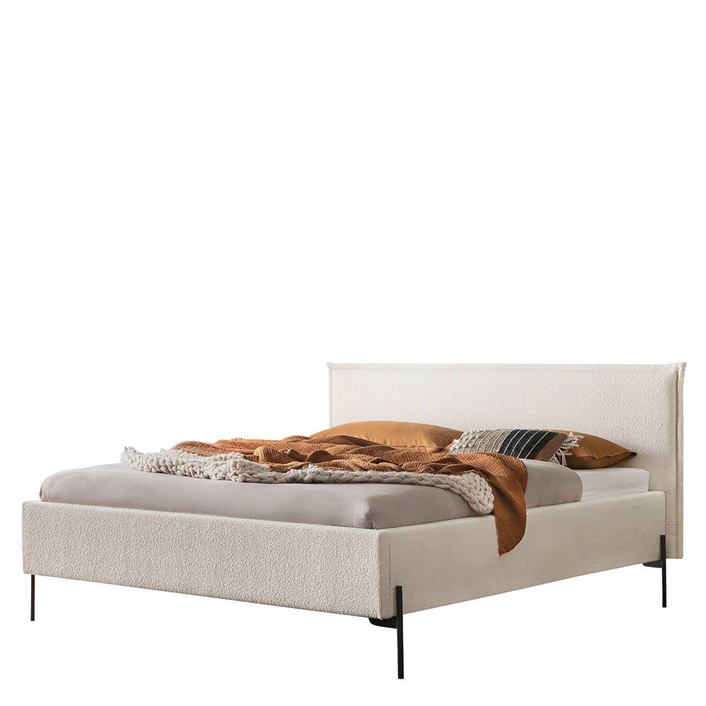 Boucle Stoffbett in Creme Weiß - Fontana