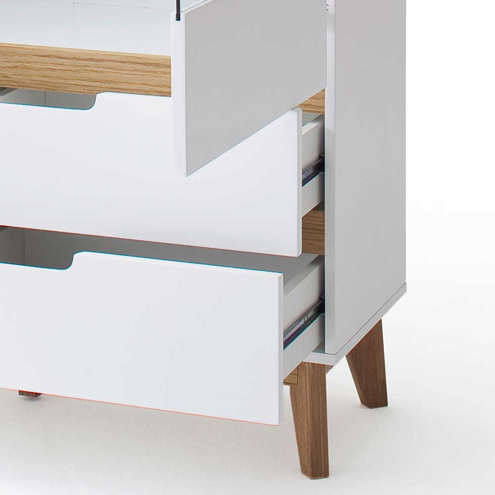 Design Highboard Cessma in Weiß Eiche furniert