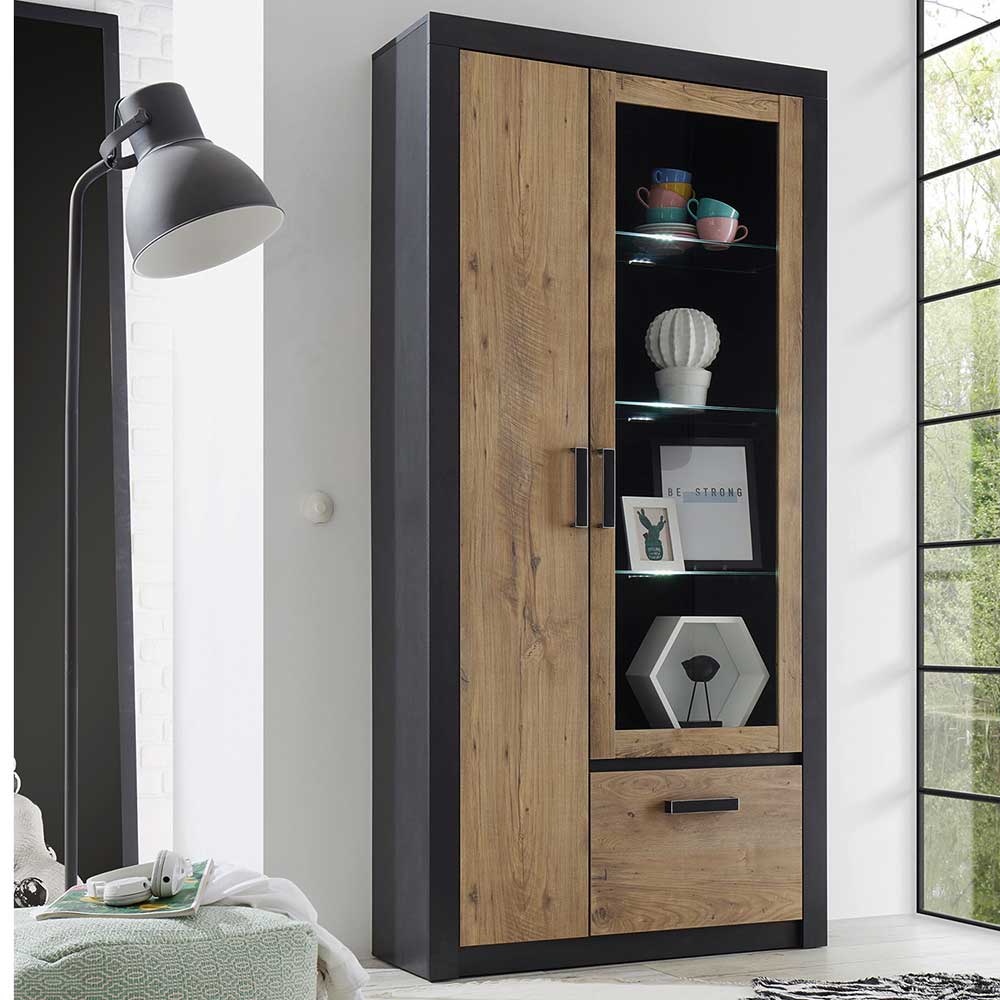 97x200x35 Vitrinenschrank mit drei Türen - Ebrican