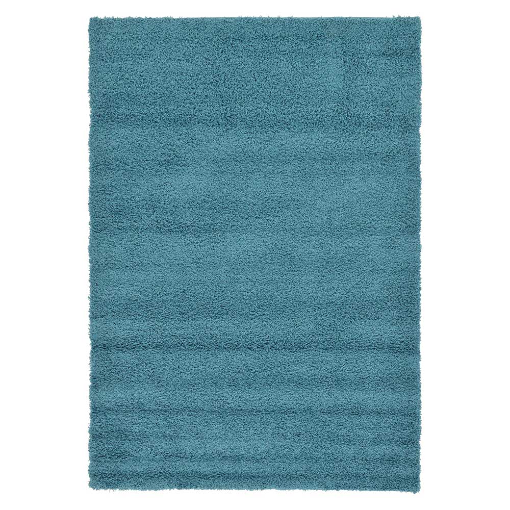 Hochflor Läufer Teppich in Türkis Blau - Asprecca