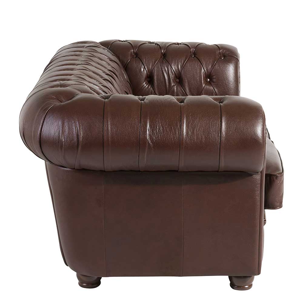 Chesterfield Sofa in Braun Wischleder - Cementa