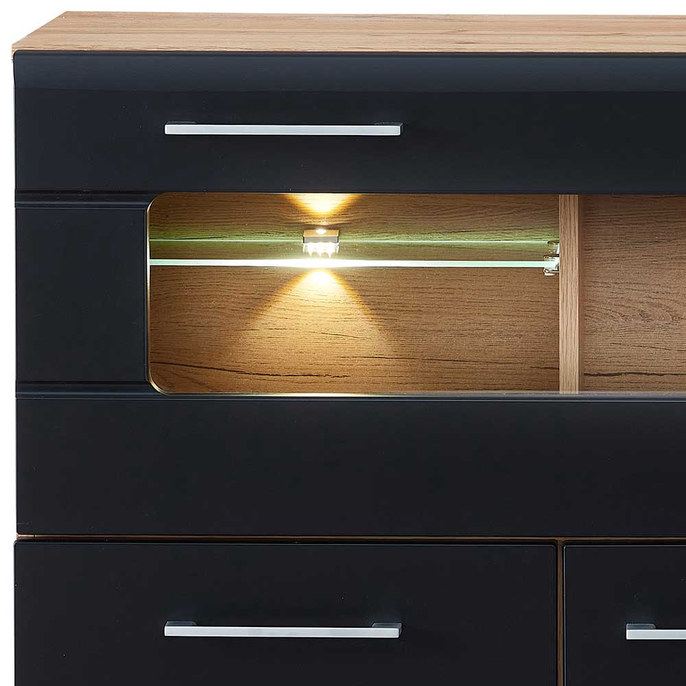 Wohnzimmer Barschrank in Schwarz & Wildeiche - Kandu