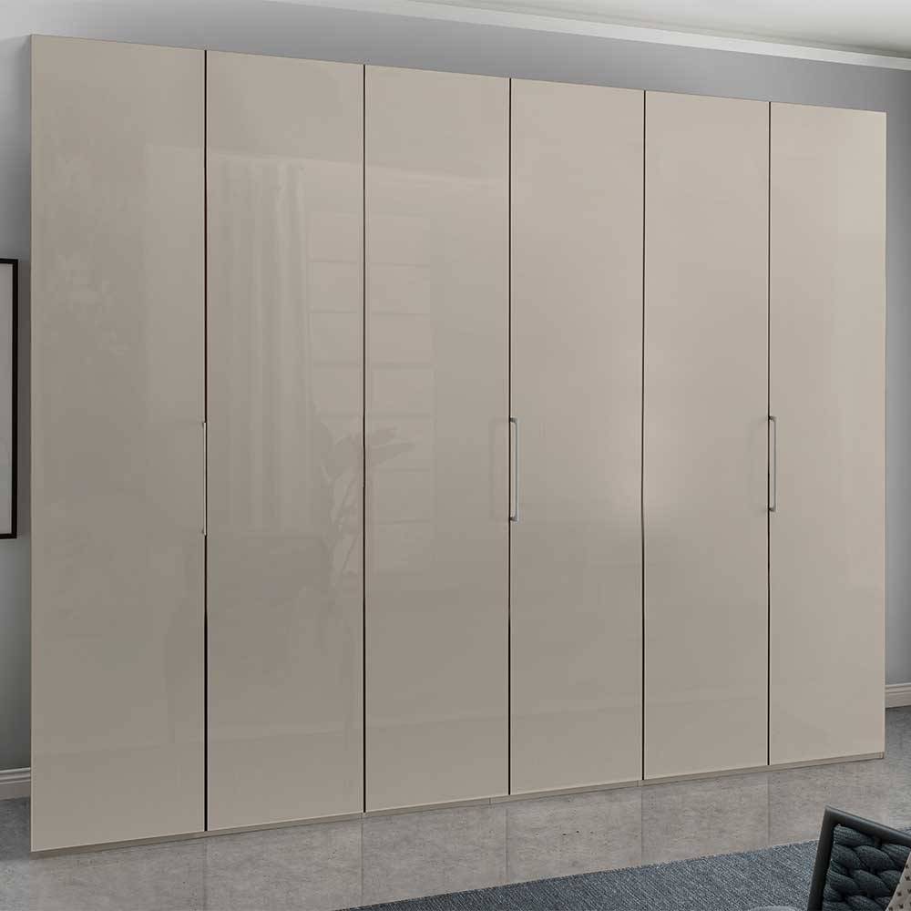 Kleiderschrank in Beige mit Glasbeschichtung - Lena