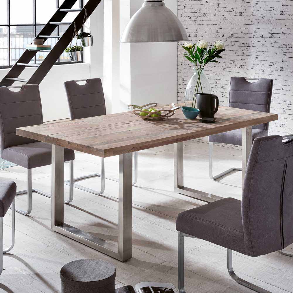 Loft Designtisch Deluiga mit Edelstahl Gestell