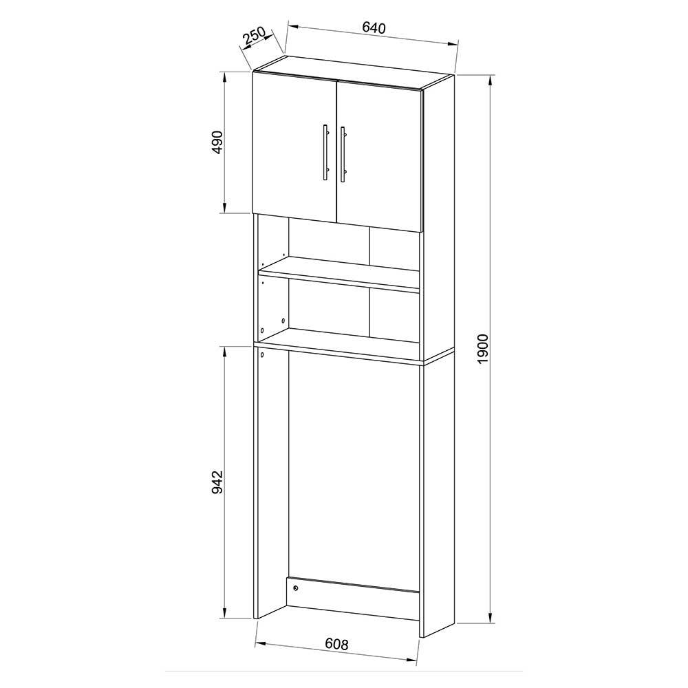 Waschmaschinen Schrank in Weiß - Calla