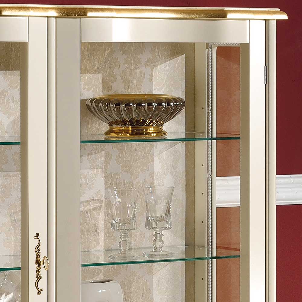 Barock Design Vitrine in Weiß & Gold - Iviada