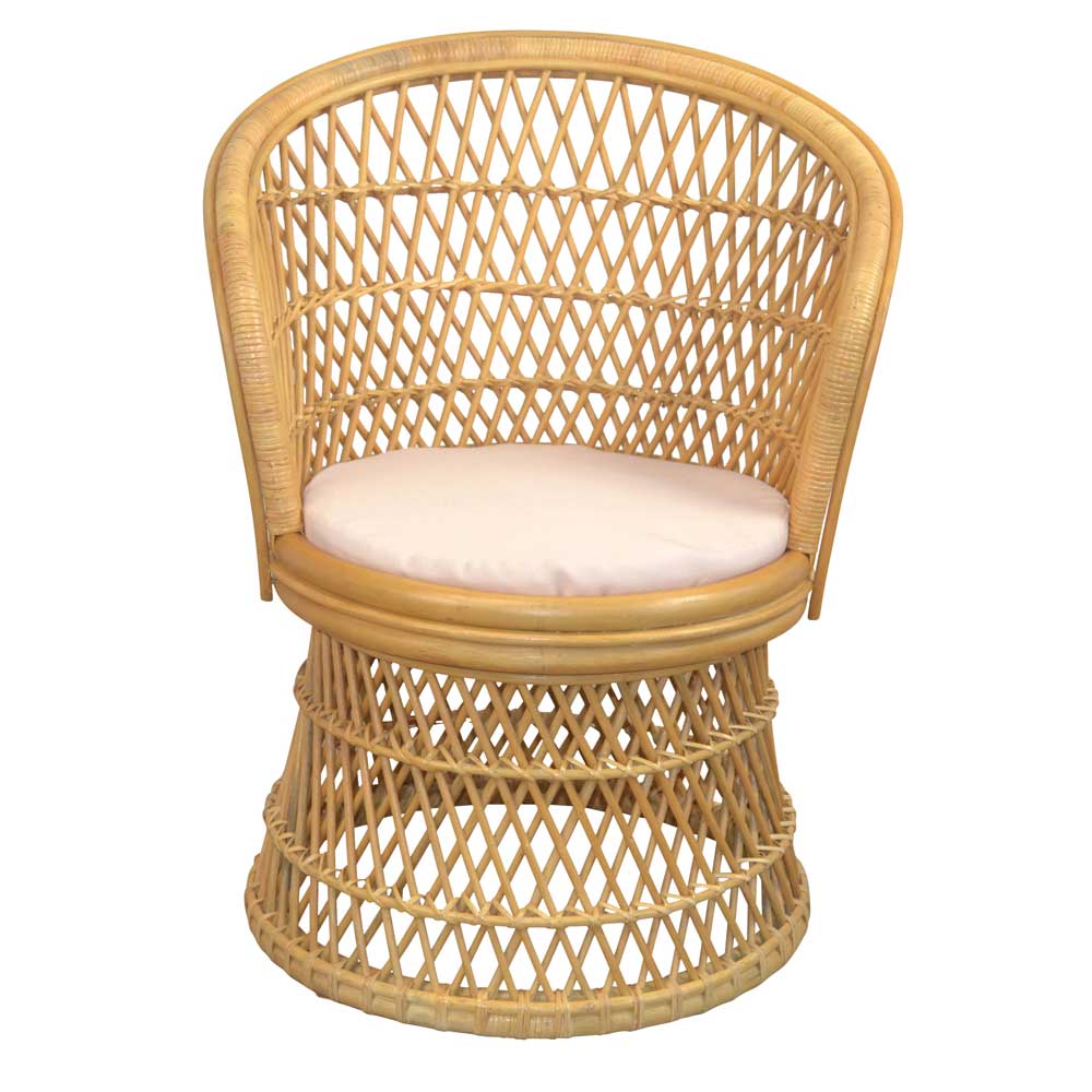 Retro Sessel aus Geflecht Rattan Natur - Garzone