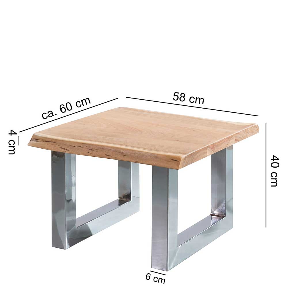 Baumkante Couchtisch mit Chrom - Medesso