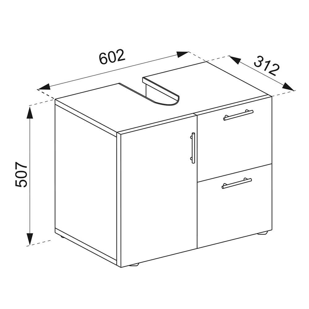 Badschrank fürs Waschbecken in Weiß - Sua