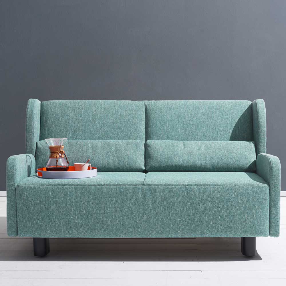 Webstoff Schlafsofa in Petrol Blau - Fancya