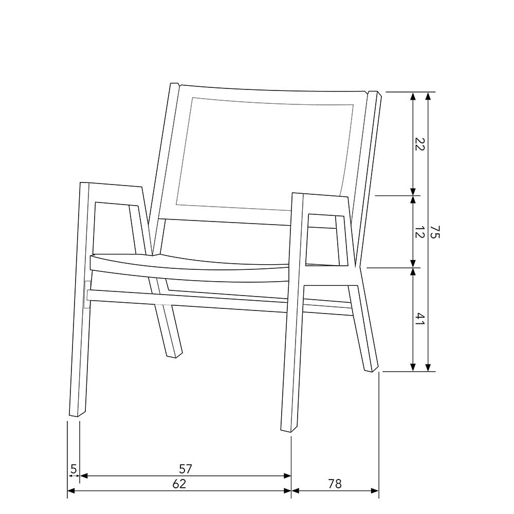 Outdoor Armlehnenstuhl in Schwarz - Fiela (2er Set)