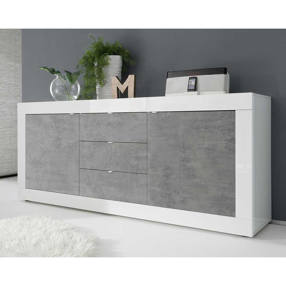 Sideboard in Betonoptik & Weiß HG - Narandu