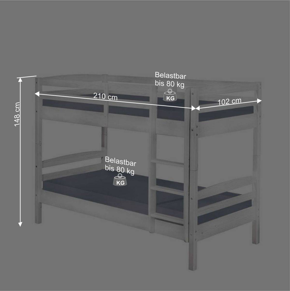 Kinder Etagenbett mit Ausziehbett optional - Samanca