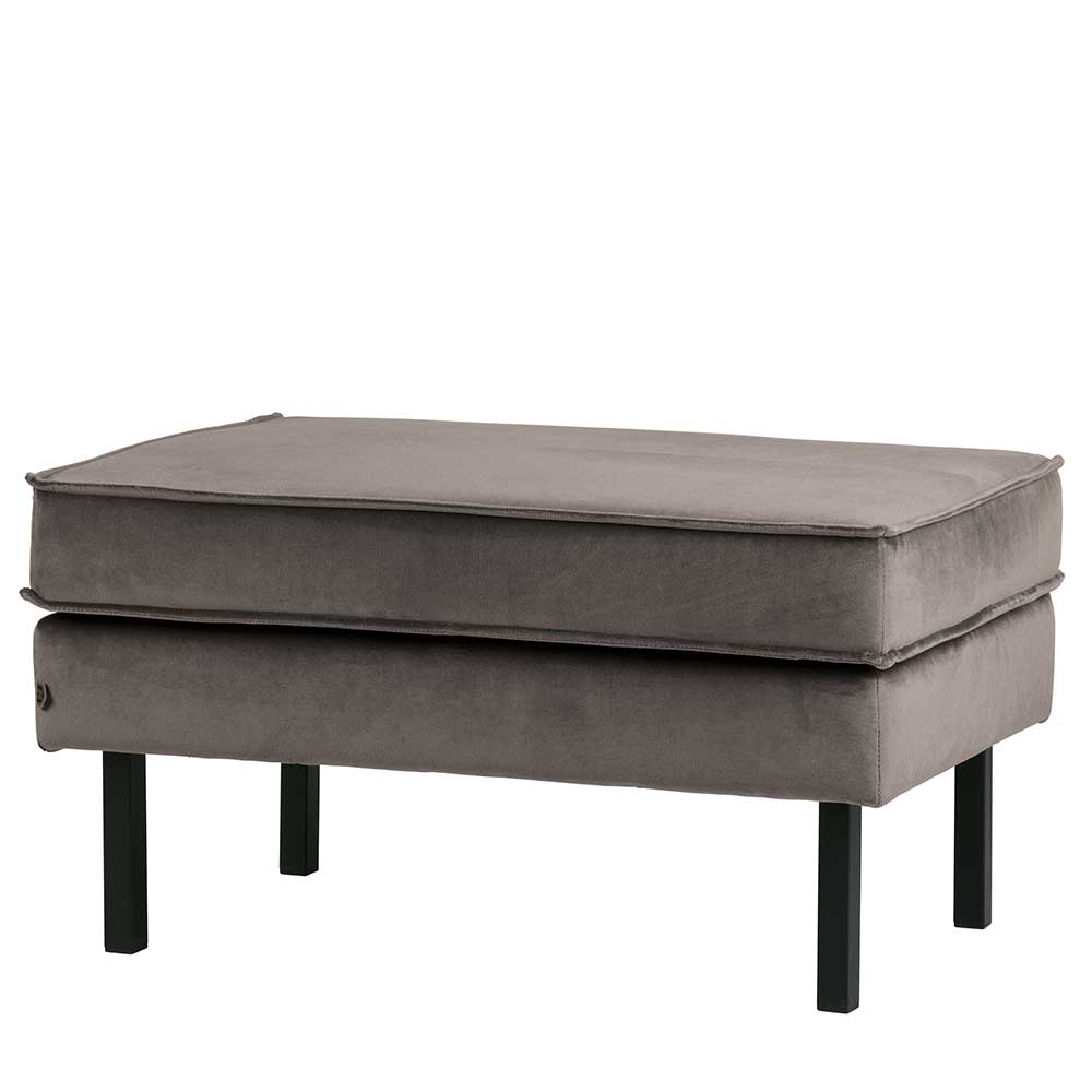 84 cm breiter Hocker mit Samt Taupe - Museo