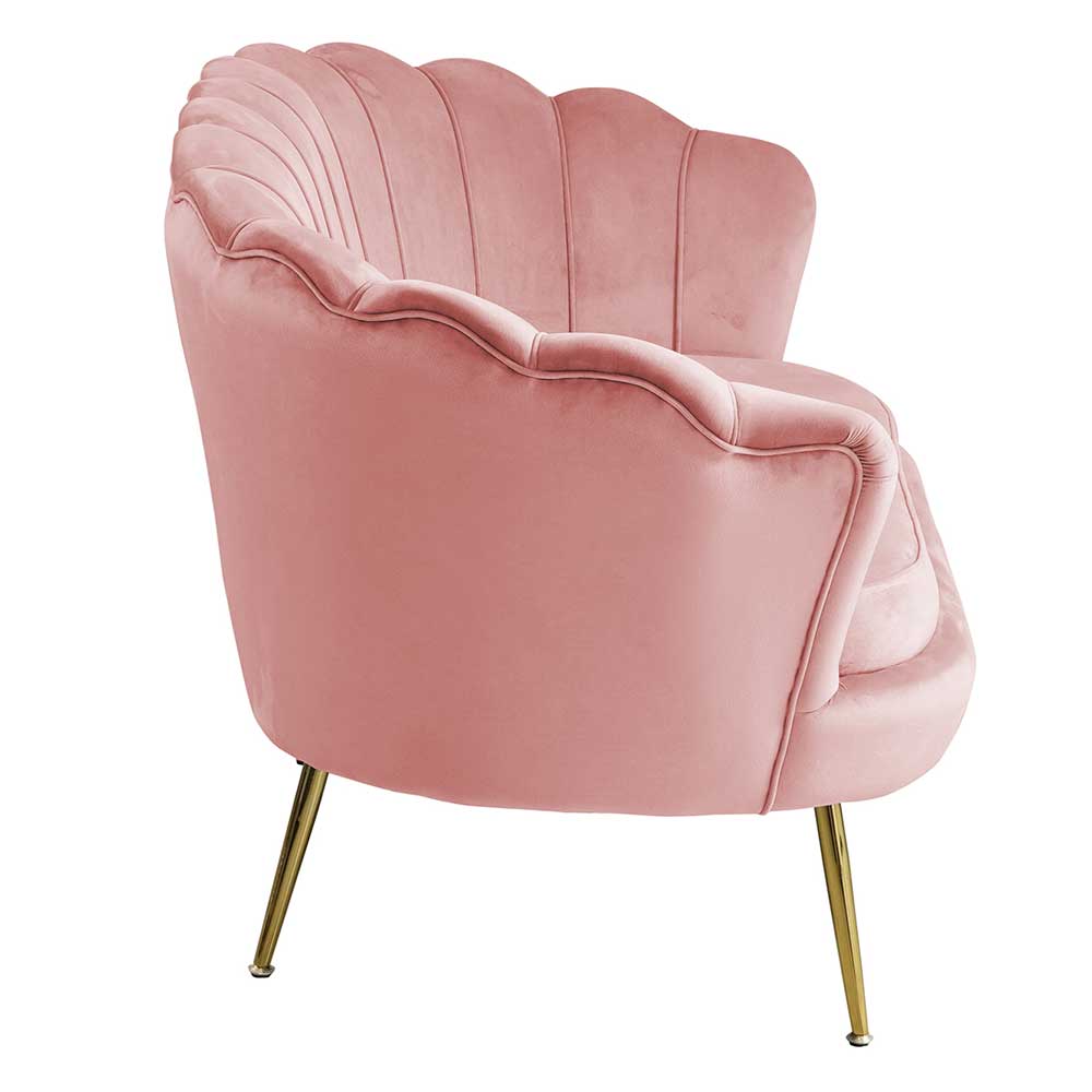 Retro Muschelsofa in Rosa & Gold - Cariba