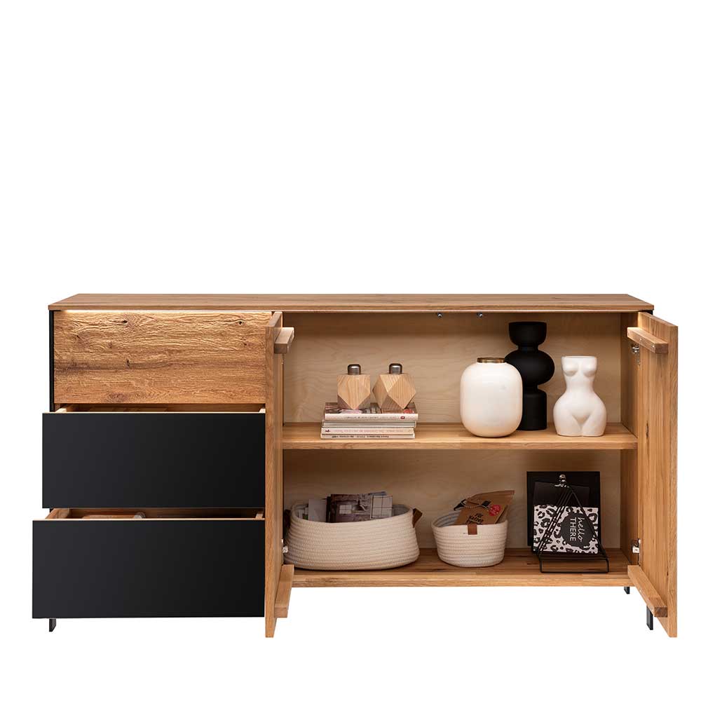 Modernes Sideboard in Wildeiche und Anthrazit - Claas