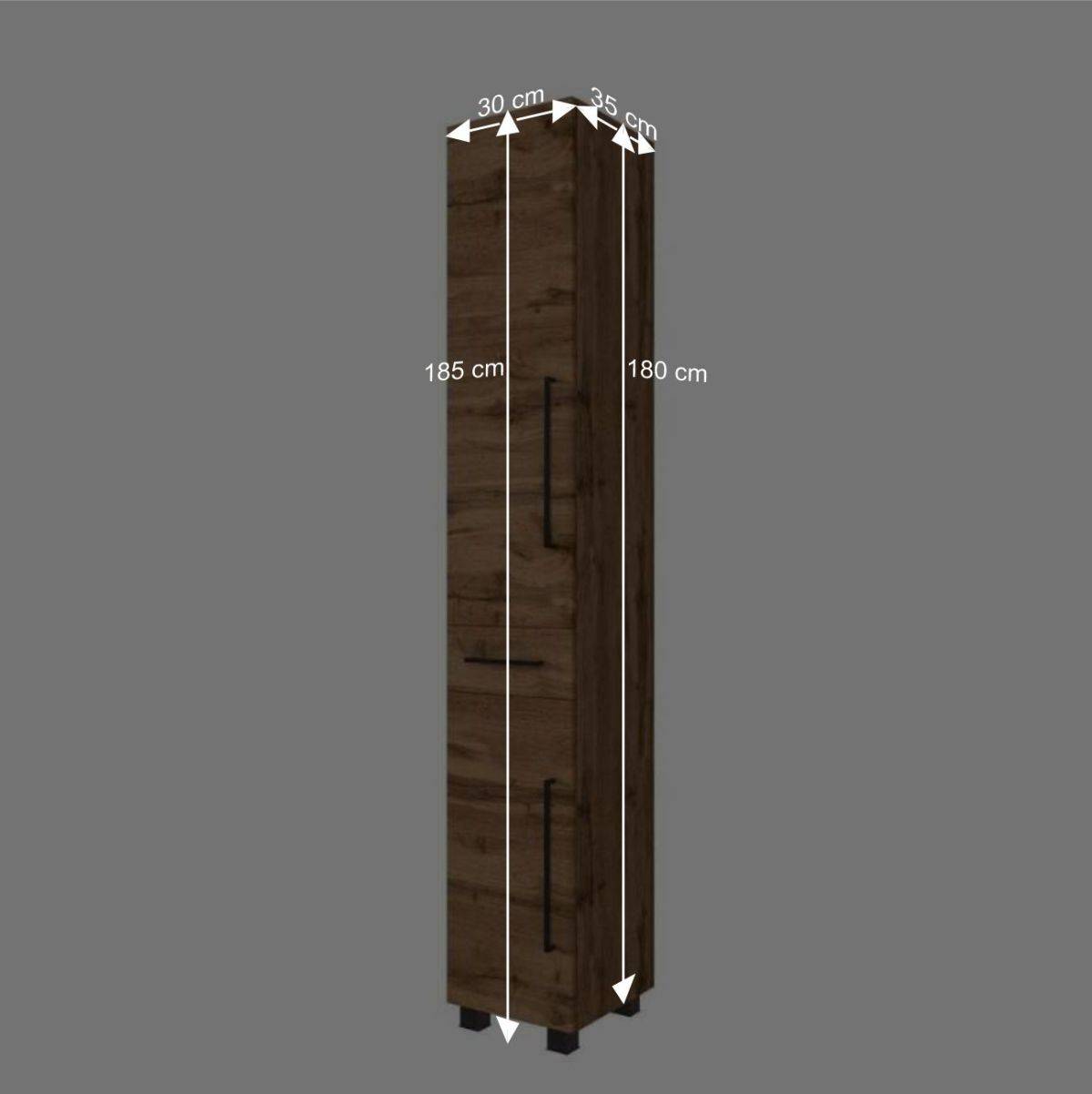 2-türiger Bad-Hochschrank in Holz Optik - Acrosia