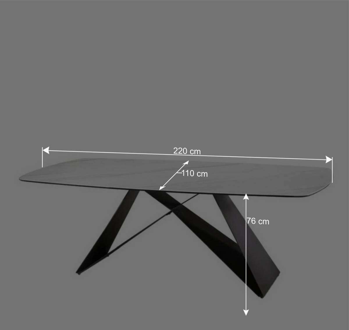 220x76x110 Tisch in Marmoroptik Keramikplatte - Vainy