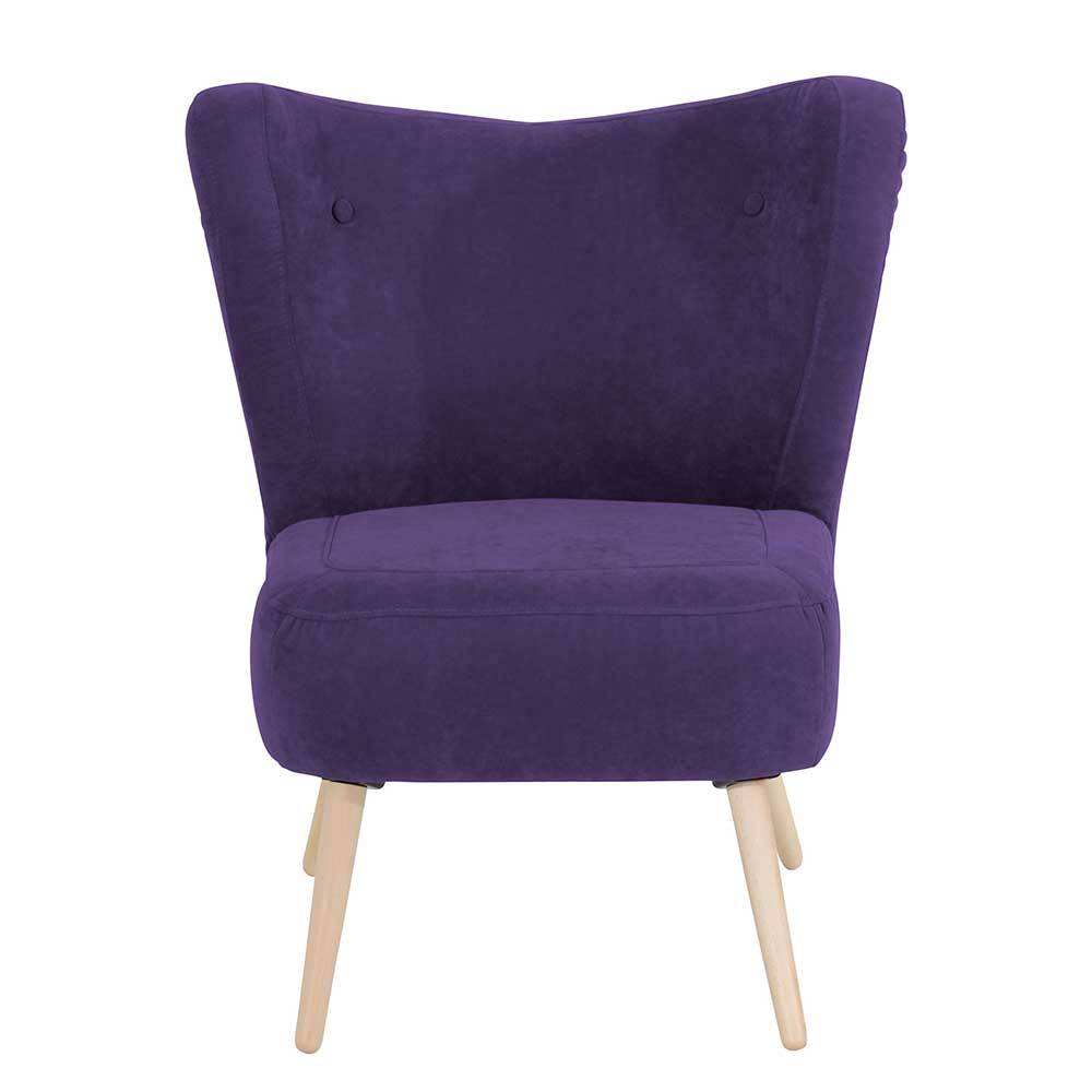 Polstersessel in Violett Velours - Coralla